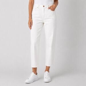 NWT Edwin Hana Classic Straight Crop Button-Fly Denim Jean White Noise Size 34